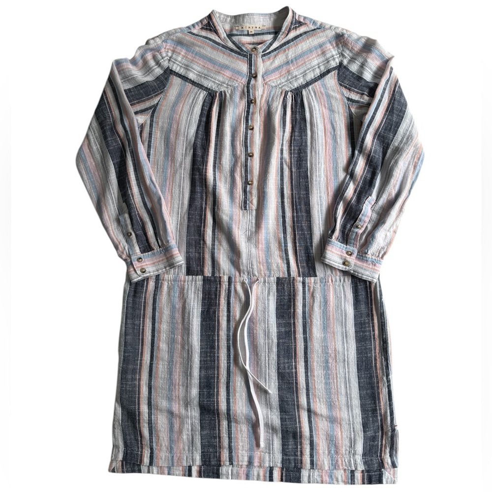 Xirena Sorento Cotton Striped Tunic Dress Pink Medium‎ M Lightweight Resortwear